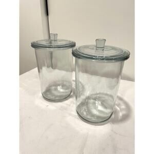 Set of 2 Clear Glass Storage Jars with Lids